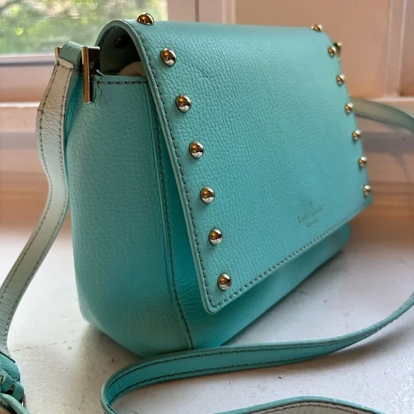 Kate Spade Crossbody Tiffany Blue bag with Silver Accents - Picture 3 of 3